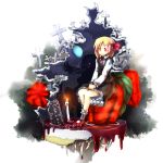  blood bone cake candle cheesecake cherry cross darkness fangs food fruit glowing glowing_eyes leaf mary_janes mini_angel_wings moon murani red_eyes ribbon rumia shadow shoes sign silhouette skirt touhou when_you_see_it wings 