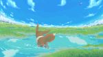  clouds eevee ibui_matsumoto latios nature no_humans pokemon pokemon_(creature) pokemon_(game) pokemon_rgby puddle sky water 