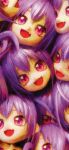  6+girls :d absurdres ahoge clone cropped fang head_only highres looking_at_viewer multiple_girls open_mouth original purple_hair short_hair skin_fang smile too_many ufoshock violet_eyes 