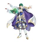  1boy armor attack blue_cape book cape ced_(ascendant)_(fire_emblem) ced_(fire_emblem) fire_emblem fire_emblem:_genealogy_of_the_holy_war fire_emblem:_thracia_776 fire_emblem_heroes green_eyes holding holding_book outstretched_arm outstretched_hand short_hair shoulder_armor solo v-shaped_eyebrows white_background white_cape 