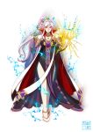  1girl absurdres armor cape fire_emblem fire_emblem:_genealogy_of_the_holy_war flower hair_flower hair_ornament highres ishtar_(fire_emblem) ishtar_(fire_emblem)_(echoing_thunder) jewelry long_hair magic necklace pauldrons shoulder_armor toast_(oreocorio) white_hair 