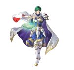  1boy armor blue_cape book cape ced_(ascendant)_(fire_emblem) ced_(fire_emblem) fire_emblem fire_emblem:_genealogy_of_the_holy_war fire_emblem:_thracia_776 fire_emblem_heroes green_eyes holding holding_book looking_at_viewer short_hair shoulder_armor solo white_background white_cape 