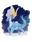  aurorus blue_eyes closed_eyes closed_mouth commentary_request full_body highres kawasaki_(kwsk_8765) looking_at_another no_humans pokemon pokemon_(creature) sky snom standing star_(sky) starry_sky twitter_username 