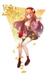  1girl :d alternate_costume animal_ear_fluff animal_ears autumn autumn_leaves bag bare_legs beret blush breasts brown_footwear brown_hair brown_skirt cardigan coffee_cup cup disposable_cup falling_leaves firo_(tate_no_yuusha_no_nariagari) flower_button full_body hand_up handbag hat highres holding holding_cup leaf loafers long_hair long_sleeves looking_at_viewer medium_breasts open_cardigan open_clothes open_mouth pink_cardigan plaid plaid_skirt raccoon_ears raccoon_girl raccoon_tail raphtalia red_bag red_eyes red_headwear red_socks senamoto_aki shirt shirt_tucked_in shoes sidelocks simple_background sitting skirt smile socks solo sweater tail tate_no_yuusha_no_nariagari waving white_background white_shirt 