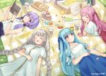  4girls binchou_maguro blue_hair grey_hair kizuna_akari kotonoha_akane kotonoha_aoi multiple_girls pink_hair purple_hair siblings sisters voiceroid yuzuki_yukari 