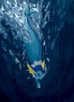  blue_background blue_eyes blue_theme commentary_request full_body highres imishirini no_humans outdoors pokemon pokemon_(creature) solo swimming underwater vaporeon water 