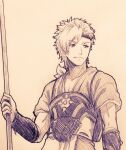  armor facing_viewer fire_emblem fire_emblem_fates holding holding_polearm holding_weapon inumu japanese_armor japanese_clothes looking_to_the_side male_focus polearm shiro_(fire_emblem) weapon 