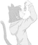  1girl animal animal_ears arm_up ascii_art blunt_ends cat_ears cat_girl cat_tail fish from_side greyscale highres holding holding_animal holding_fish hood hood_down hoodie imminent_bite long_sleeves looking_at_animal medium_hair monochrome open_mouth original profile simple_background solo tail tongue tongue_out umi_ha_kirai upper_body 