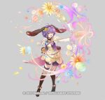 1girl ahoge animal_ears arrow_(projectile) belt bernadetta_von_varley bernadetta_von_varley_(spring) boots bow_(weapon) dress easter_egg egg fake_animal_ears fake_tail fire_emblem fire_emblem:_three_houses fire_emblem_heroes flower frills full_body gloves green_eyes grey_background hair_ornament holding holding_bow_(weapon) holding_weapon hood hood_down kanda_done official_art open_mouth petals polka_dot pom_pom_(clothes) puffy_short_sleeves puffy_sleeves rabbit_ears rabbit_tail see-through short_dress short_hair short_sleeves shorts simple_background solo stuffed_animal stuffed_toy tail thigh_boots thigh_strap violet_eyes weapon 