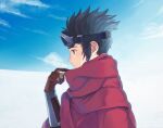  1boy alec_(arc_the_lad) arc_the_lad arc_the_lad_iii black_hair brown_gloves closed_mouth gloves highres male_focus short_hair solo spiky_hair 