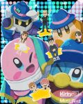  armor baseball_cap blue_headwear blush_stickers brown_hair cape character_request colored_skin commentary_request glasses hat highres holding_glowstick king_dedede kirby kirby_(series) kirby_30th_anniversary_music_festival kumazaki_shin&#039;ya mask meta_knight miclot one_eye_closed oomoto_makiko open_mouth pauldrons pink_hair pink_skin real_life sakurai_masahiro shoulder_armor smile solid_oval_eyes sparkle star_(symbol) waddle_dee 