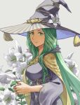  1girl fire_emblem fire_emblem:_three_houses fire_emblem_heroes green_eyes green_hair halloween_costume hat long_hair looking_at_viewer official_alternate_costume pirihiba rhea_(fire_emblem) rhea_(halloween)_(fire_emblem) solo witch witch_hat 