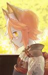  1girl absurdres animal_ears blurry blurry_background blush closed_mouth day hair_between_eyes highres japanese_clothes kimono looking_at_viewer outdoors senko_(sewayaki_kitsune_no_senko-san) sewayaki_kitsune_no_senko-san short_hair solo 