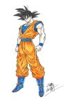  1boy black_hair commentary commentary_request dougi dragon_ball dragon_ball_z full_body muscular muscular_male satou_masaki solo son_goku spiky_hair standing white_background 