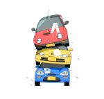  absurdres autozam_az-1 car highres honda honda_beat mazda motor_vehicle naitsupic no_humans original radio_antenna shadow spoiler_(automobile) stack suzuki_(company) suzuki_cappuccino vehicle_focus white_background 