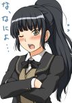  amagami ayatsuji_tsukasa black_hair brown_eyes long_hair ponytail school_uniform shouji_2 translated translation_request wink 