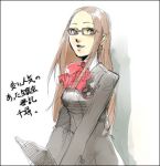  fushimi_chihiro glasses long_hair lowres persona persona_3 school_uniform sketch soejima_shigenori 
