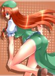  ass blue_eyes china_dress chinese_clothes hong_meiling long_hair ment red_hair redhead touhou 