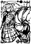  ascot bad_id closed_umbrella foreshortening kazami_yuuka koohee monochrome plaid plaid_skirt plaid_vest sibanoue skirt skirt_set solo touhou umbrella 