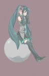  aharan bad_id boots detached_sleeves green_eyes green_hair hatsune_miku headset long_hair necktie skirt solo thigh-highs thigh_boots thighhighs twintails very_long_hair vocaloid 