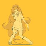  long_hair middle_finger simple_background solo touwa_depper very_long_hair yellow 