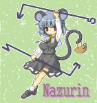  animal_ears bangs blue_hair breasts dress erect_nipples jewelry large_breasts mouse_ears mouse_tail nazrin necklace over_hundred red_eyes shoes short_hair simple_background solo tail touhou 