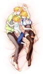  biafura blonde_hair breasts cleavage dual_persona family feet genderswap hair_over_one_eye hug one_piece sanji selfcest smile thigh-highs thighhighs young 
