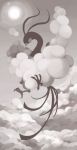 cloud clouds flying monochrome no_humans pokemon satotsu sky solo 