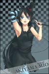  akiyama_mio bad_id black_hair blue_eyes cane character_name don&#039;t_say_lazy don't_say_&quot;lazy&quot; dress face_paint facepaint fi fi_(honey_star) fingerless_gloves gloves hat k-on! long_hair microphone mini_top_hat pantyhose solo title_drop top_hat 