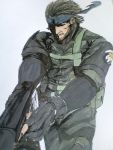  bandana beard big_boss blue_eyes brown_hair facial_hair gun highres metal_gear_solid_peace_walker mustache naked_snake weapon 