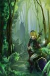  epona fairy forest instrument link master_sword miyukiko nature navi nintendo ocarina shield silhouette sitting sword the_legend_of_zelda weapon 