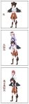  3girls absurdres animal_ears arms_at_sides black_hair black_necktie black_pants black_wings boots bridle brown_headwear carrying chainsaw_man closed_mouth cowboy_boots cowboy_hat crossover full_body gold_ship_(umamusume) grey_hair hands_on_another&#039;s_head hat highres horse_ears horse_girl horse_tail kurokoma_saki leaning_forward long_sleeves looking_at_another looking_at_viewer makima_(chainsaw_man) medium_hair multiple_girls necktie no_headwear on_shoulder open_mouth pants pegasus_wings pillbox_hat red_eyes redhead ringed_eyes sailor_collar sailor_shirt school_uniform shaded_face shirt sitting_on_shoulder skirt smile tail touhou tracen_school_uniform translation_request umamusume violet_eyes wings yellow_eyes 
