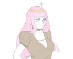  1girl adventure_time blue_eyes earrings highres humanization jewelry long_hair non-web_source pink_hair princess_bonnibel_bubblegum sketch solo tiara white_background 