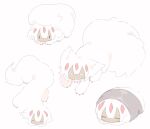  1girl closed_eyes creature faputa lying made_in_abyss multiple_views on_side tatososu white_background white_fur 