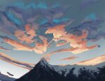  absurdres blue_sky clouds gradient_sky highres morning mountain no_humans original outdoors potatomochii scenery sky sky_focus snow 