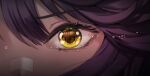  1girl artist_name bandaid bandaid_on_face bandaid_on_nose black_hair close-up commentary_request eye_reflection hair_between_eyes kuzumochi_(kuzumochiya) looking_at_viewer narita_brian_(umamusume) partial_commentary reflection solo_focus tears umamusume v-shaped_eyebrows yellow_eyes 