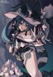  1girl black_gloves black_ribbon choker dark_miku_(project_voltage) gloves hair_between_eyes hat hat_ribbon hatsune_miku highres holding holding_microphone_stand long_hair long_skirt looking_at_viewer luxury_ball microphone microphone_stand obstagoon poke_ball pokemon pokemon_(creature) project_voltage red_eyes ribbon skirt smile tongue tongue_out twintails vocaloid yuxiao_owl 