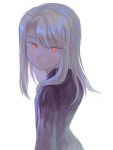  1girl 64kawa4 fate/stay_night fate_(series) highres illyasviel_von_einzbern light_smile long_hair looking_at_viewer purple_shirt red_eyes shirt simple_background sketch solo upper_body white_background white_hair 