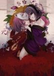  flower frills hairband izayoi_sakuya japanese_clothes kimono pink_hair purple_hair red_eyes remilia_scarlet shiokonbu touhou 