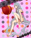  apple barefoot food fruit hatsune_miku honey kurimikan100 legs long_hair romeo_and_cinderella_(vocaloid) romeo_to_cinderella_(vocaloid) sitting solo very_long_hair vocaloid 