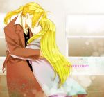  1girl blonde_hair couple edward_elric fullmetal_alchemist hoshino_hitsuki hug kiss long_hair ninn spoilers winry_rockbell 