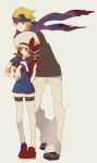  bad_id cabbie_hat hagiko hat headband height_difference hug hug_from_behind kotone_(pokemon) matsuba_(pokemon) overalls pokemon pokemon_(game) pokemon_gsc pokemon_heartgold_and_soulsilver scarf thigh-highs thighhighs twintails 