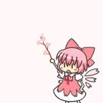  alternate_color alternate_element bow cherry_blossoms cirno hair_bow kakushiaji lowres open_mouth pink_hair ribbon sakura_cirno solo touhou wings |_| 