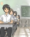  blush_stickers chalkboard classroom desk head_tilt kurasawa_moko original school_uniform smile 