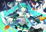  aqua_hair book camera canvas_(object) computer detached_sleeves film_strip gradient_hair guitar hatsune_miku headset highres instrument keyboard_(instrument) laptop long_hair microphone multicolored_hair musical_note necktie paint paintbrush palette pencil photo photo_(object) piano_keys rkp sheet_music skirt speaker thigh-highs thighhighs twintails very_long_hair vocaloid 