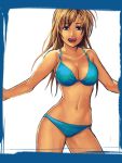  bikini black_eyes breasts brown_hair cleavage large_breasts long_hair navel open_mouth solo swimsuit 