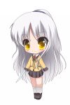  blazer chibi long_hair school_uniform shimin_level_1 simple_background sword tachibana_kanade weapon white_hair yellow_eyes 