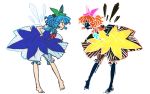  blue_hair bow cirno dual_persona feet hair_bow iwamoto_james negative short_hair touhou wings 