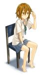  barefoot chair enji127 feet fukutarou_(enji127) hair_down hair_tussle k-on! school_uniform sitting skirt solo tainaka_ritsu 