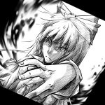  dutch_angle foreshortening fujiwara_no_mokou monochrome solo tears touhou watanabe_(woundsk) 